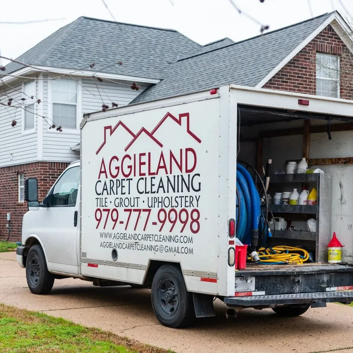 Aggieland Carpet Cleaning truck mounted service vehicle in Bryan TX
